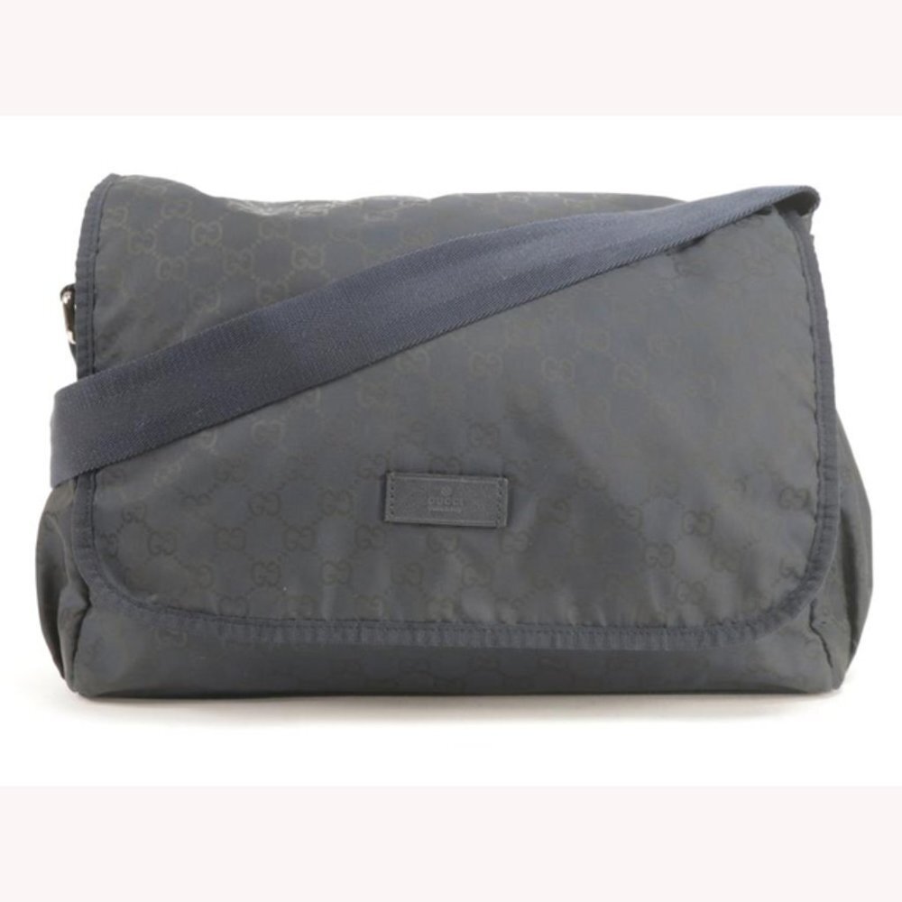 Gucci Diaper Messenger Navy GG Nylon Crossbody